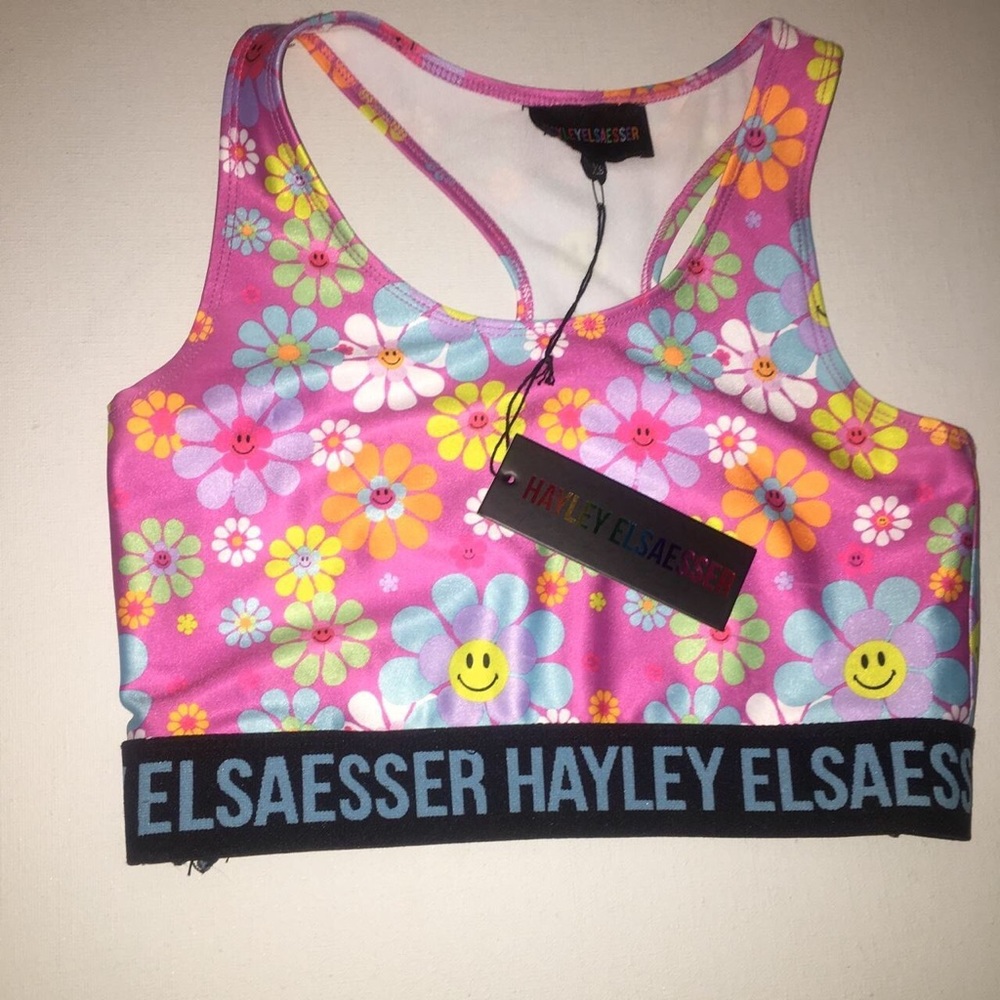 free gift * NWT XS but fits like xxs-xs flower power sports bra